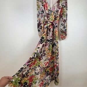 I.N.C. long-sleeve maxi dress floral flowing silhouette size 12